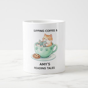 Retro Colourful Cat Custom Name Reading Coffee Mug