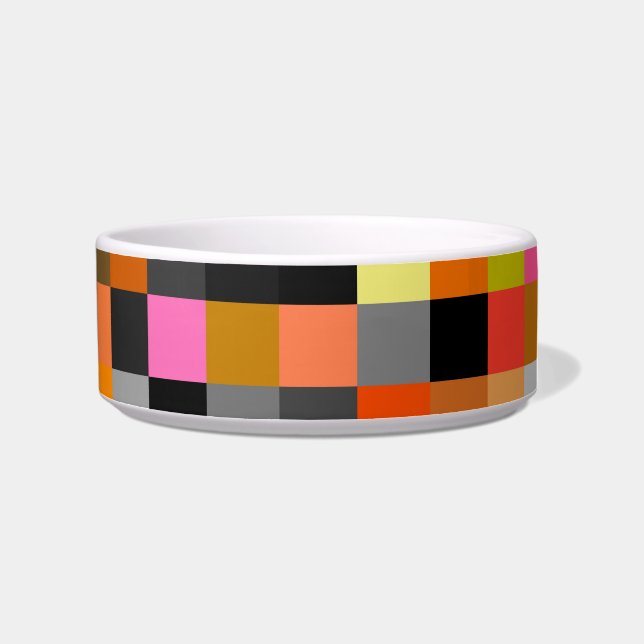 Retro Colourful Chequerboard Pet Bowl (Right)