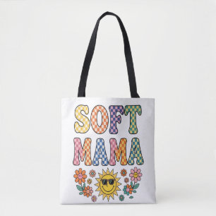 Retro Colourful Chequered Soft Mama PNG - Vintage Tote Bag