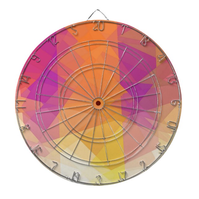 Retro colourful cubism art dartboard (Front)