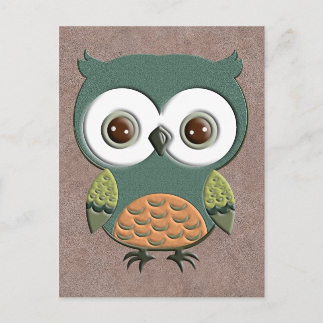 Retro Colourful Custom Owl Postcard (Front)