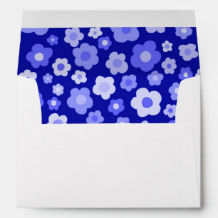 Retro Colourful Daisies Blue Bold Cheerful Wedding Envelope