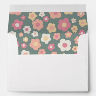 Retro Colourful Daisies Pastel Cheerful Wedding Envelope