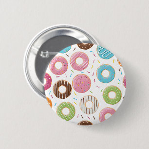 Retro Colourful Doughnuts Pattern Minimalist Fun P 6 Cm Round Badge