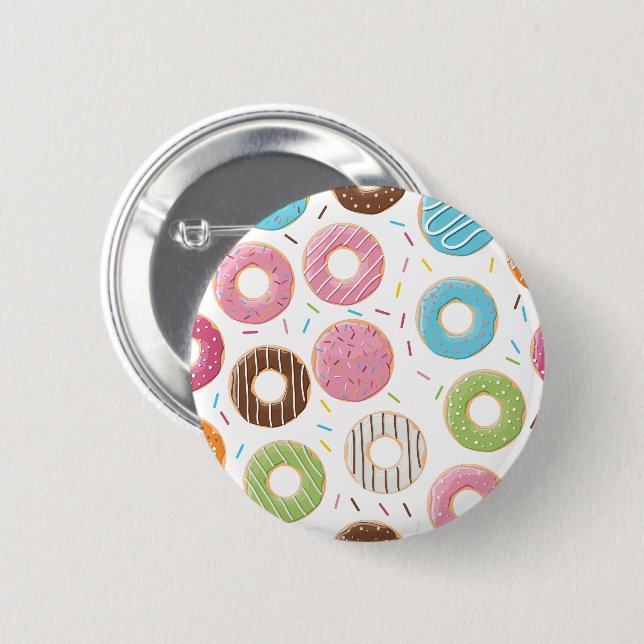 Retro Colourful Doughnuts Pattern Minimalist Fun P 6 Cm Round Badge (Front & Back)