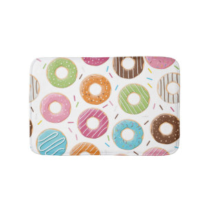 Retro Colourful Doughnuts Pattern Minimalist Fun P Bath Mat