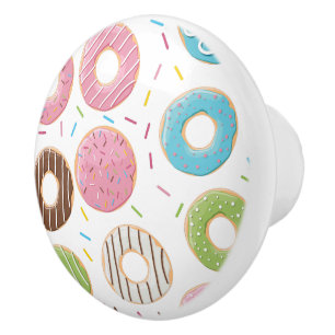Retro Colourful Doughnuts Pattern Minimalist Fun P Ceramic Knob