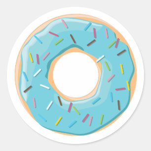 Retro Colourful Doughnuts Pattern Minimalist Fun P Classic Round Sticker