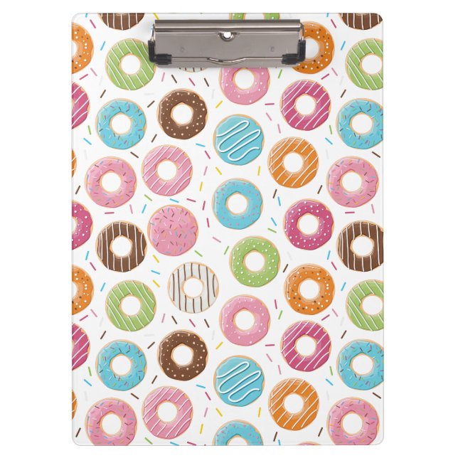 Retro Colourful Doughnuts Pattern Minimalist Fun P Clipboard (Front)
