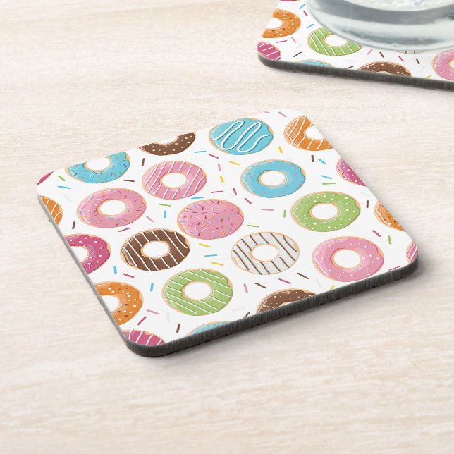 Retro Colourful Doughnuts Pattern Minimalist Fun P Coaster (Left Side)