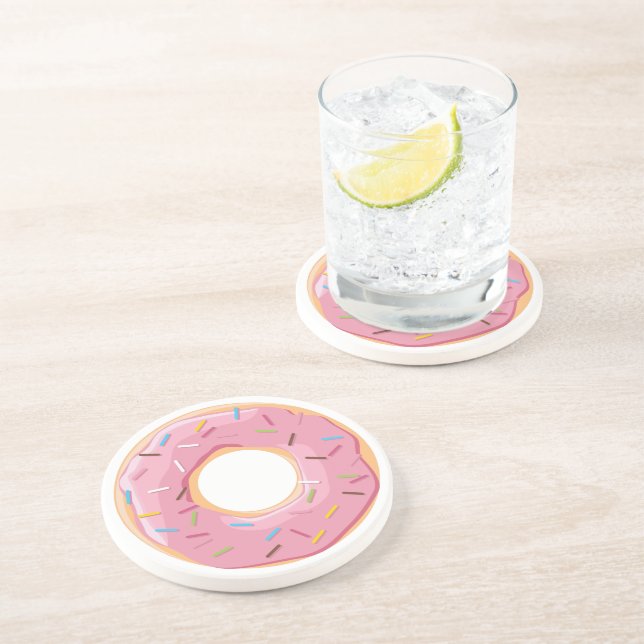 Retro Colourful Doughnuts Pattern Minimalist Fun P Coaster (Side)