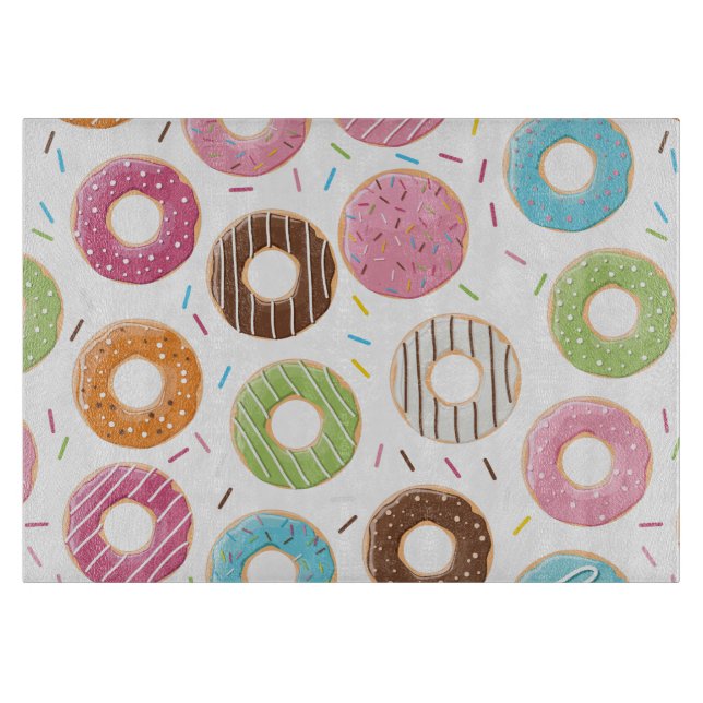 Retro Colourful Doughnuts Pattern Minimalist Fun P Cutting Board (Front)