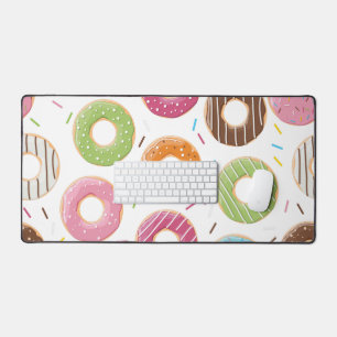 Retro Colourful Doughnuts Pattern Minimalist Fun P Desk Mat