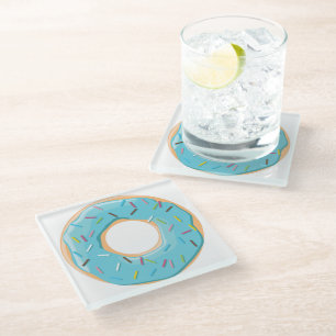 Retro Colourful Doughnuts Pattern Minimalist Fun P Glass Coaster