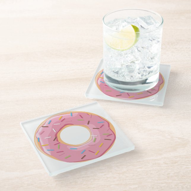 Retro Colourful Doughnuts Pattern Minimalist Fun P Glass Coaster (Angled)
