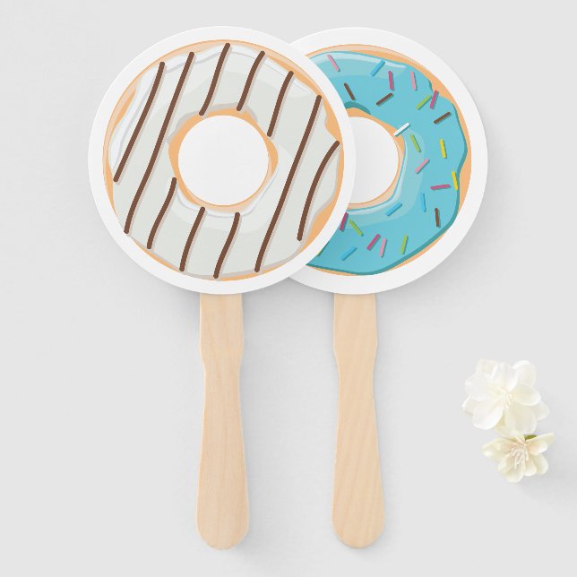 Retro Colourful Doughnuts Pattern Minimalist Fun P Hand Fan (Front and Back)