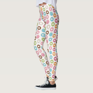 Retro Colourful Doughnuts Pattern Minimalist Fun P Leggings