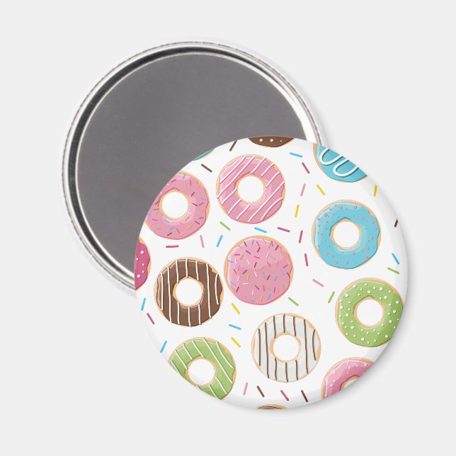 Retro Colourful Doughnuts Pattern Minimalist Fun P Magnet (Front/Back)
