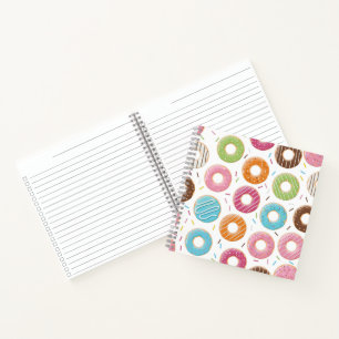 Retro Colourful Doughnuts Pattern Minimalist Fun P Notebook