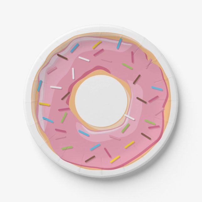 Retro Colourful Doughnuts Pattern Minimalist Fun P Paper Plate (Front)