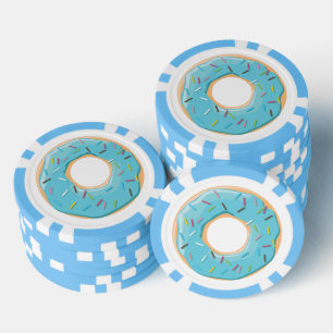 Retro Colourful Doughnuts Pattern Minimalist Fun P Poker Chips