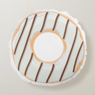 Retro Colourful Doughnuts Pattern Minimalist Fun P Round Cushion