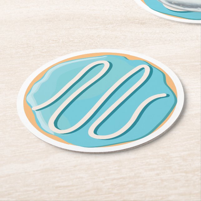 Retro Colourful Doughnuts Pattern Minimalist Fun P Round Paper Coaster (Angled)