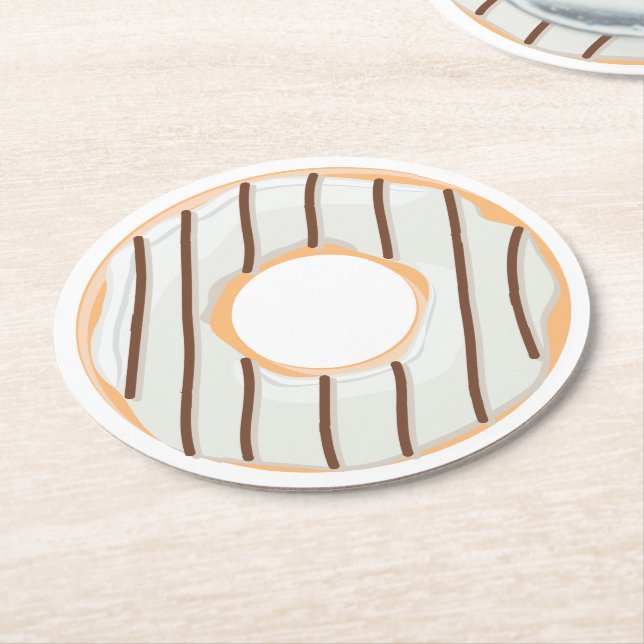Retro Colourful Doughnuts Pattern Minimalist Fun P Round Paper Coaster (Angled)