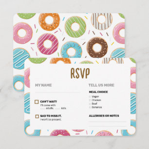 Retro Colourful Doughnuts Pattern Minimalist Fun P RSVP Card