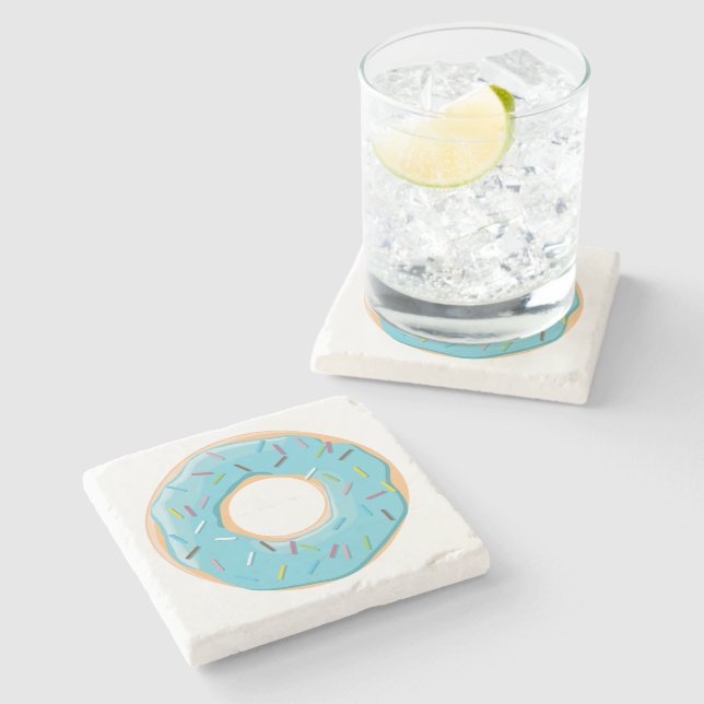 Retro Colourful Doughnuts Pattern Minimalist Fun P Stone Coaster (Side)