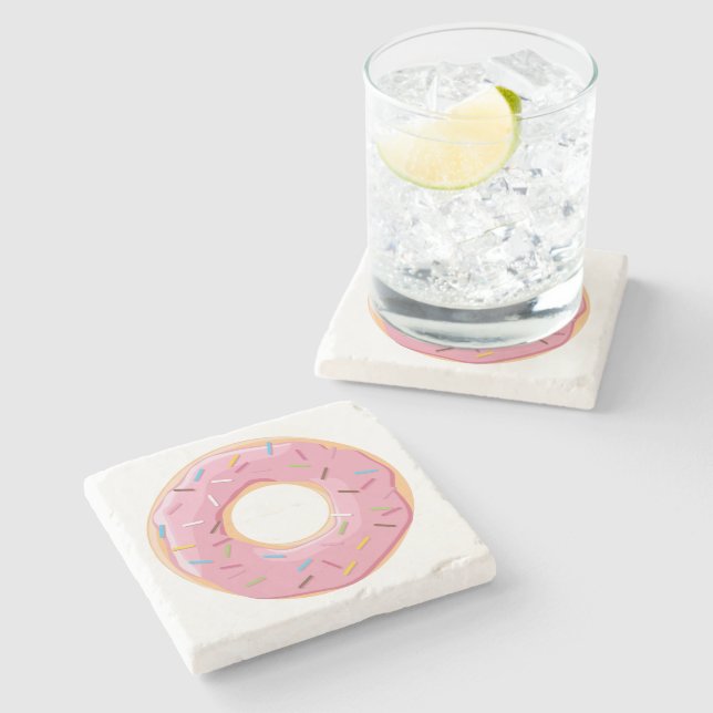Retro Colourful Doughnuts Pattern Minimalist Fun P Stone Coaster (Side)