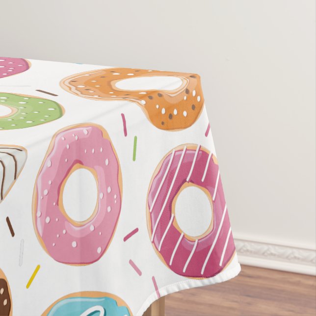 Retro Colourful Doughnuts Pattern Minimalist Fun P Tablecloth (In Situ)
