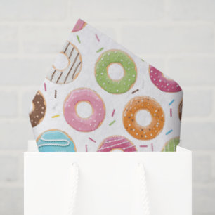 Retro Colourful Doughnuts Pattern Minimalist Fun P Tissue Paper