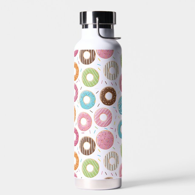 Retro Colourful Doughnuts Pattern Minimalist Fun P Water Bottle (Left)