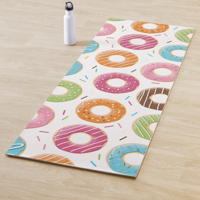 Retro Colourful Doughnuts Pattern Minimalist Fun P Yoga Mat (In Situ)