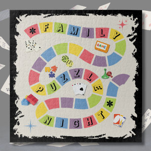 Retro Colourful Family Game Night Jigsaw Puzzle