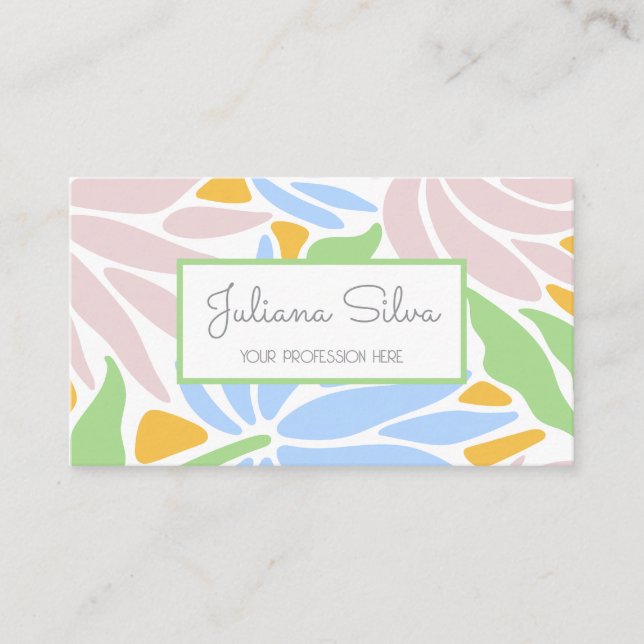 Retro Colourful Floral  Business Card (Front)