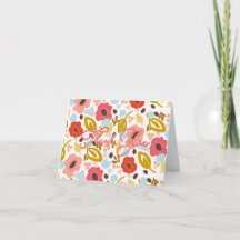Retro Colourful Floral Folk Art Thank You Card