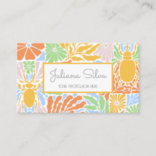 Retro Colourful Floral Frame Business Card