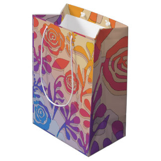 Retro Colourful Floral Medium Gift Bag