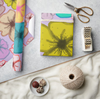 Retro Colourful Floral Pattern Wrapping Paper