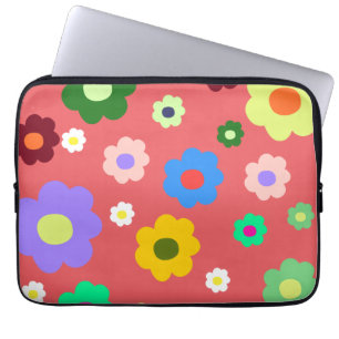 Retro Colourful Floral Whimsical Spring & Summer  Laptop Sleeve