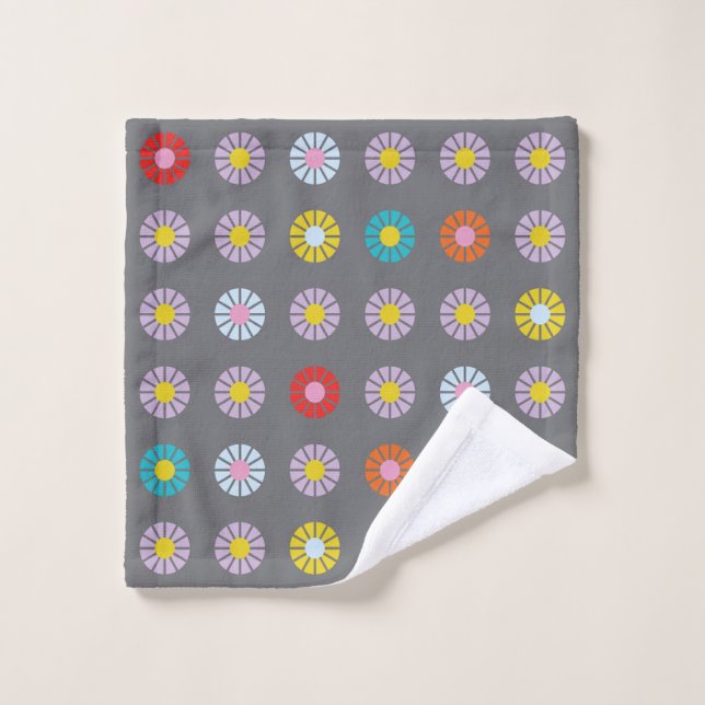 Retro Colourful Flower Bath Towel Set (Wash Cloth)