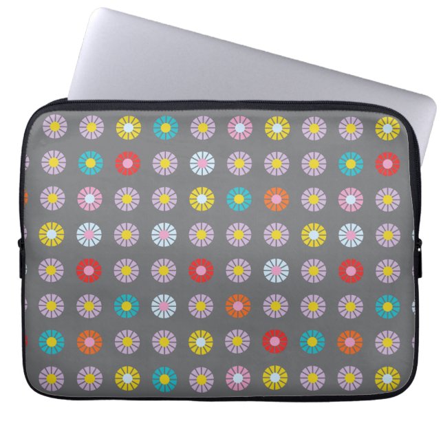 Retro Colourful Flower Laptop Sleeve (Front)
