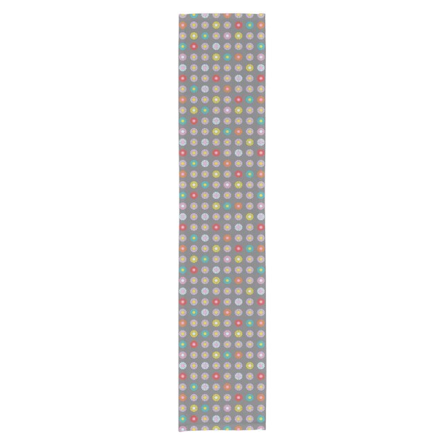 Retro Colourful Flower Short Table Runner (Front)