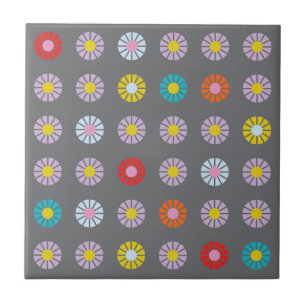 Retro Colourful Flower Tile