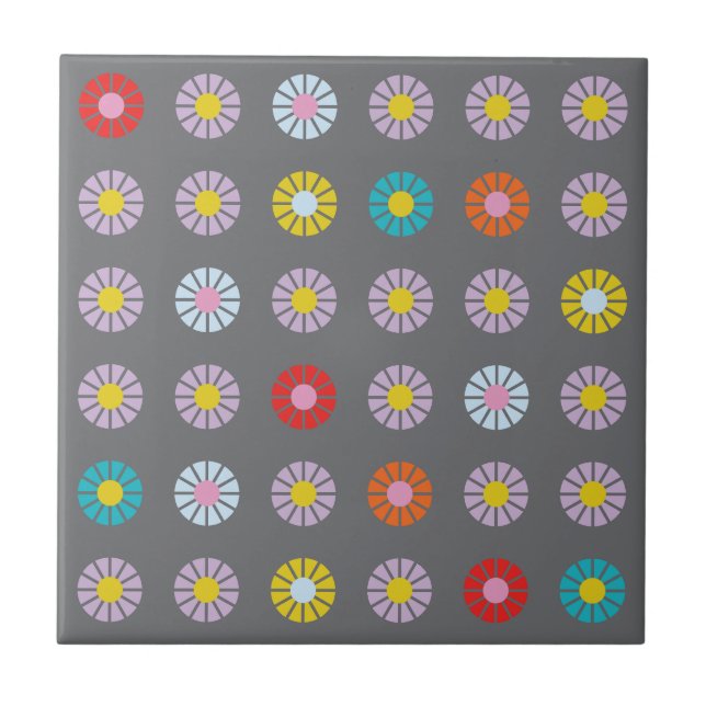 Retro Colourful Flower Tile (Front)
