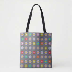 Retro Colourful Flower Tote Bag