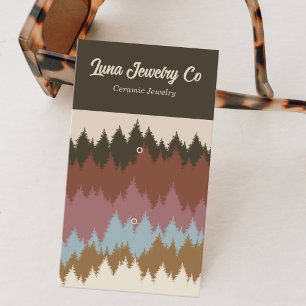 Retro Colourful Forest 2 Pin Jewellery Business Ca Card
