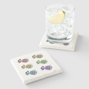 Retro Colourful French Horn Pop Art Music Pattern Stone Coaster